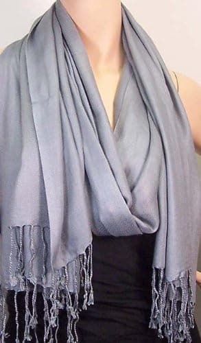 100% Viscose Super Soft Faux Pashmina Wrap (SILVER)