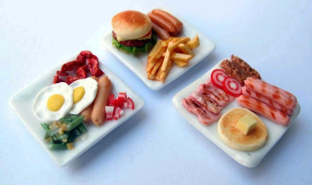 Mixed Set 3 Dollhouse Miniature Food, Dollhouse Collectibles