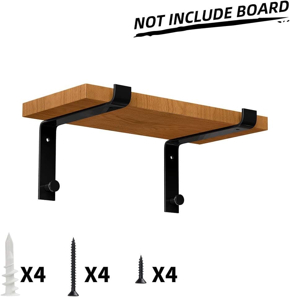 LuckIn 2-Pack 10 Inch Specially Designed Metal Brackets for DIY Sturdy Floating Shelf, Perfect Fit Standard Board Sold by Homedepot, Come with Wall Mounting Hardware for Various Surfaces