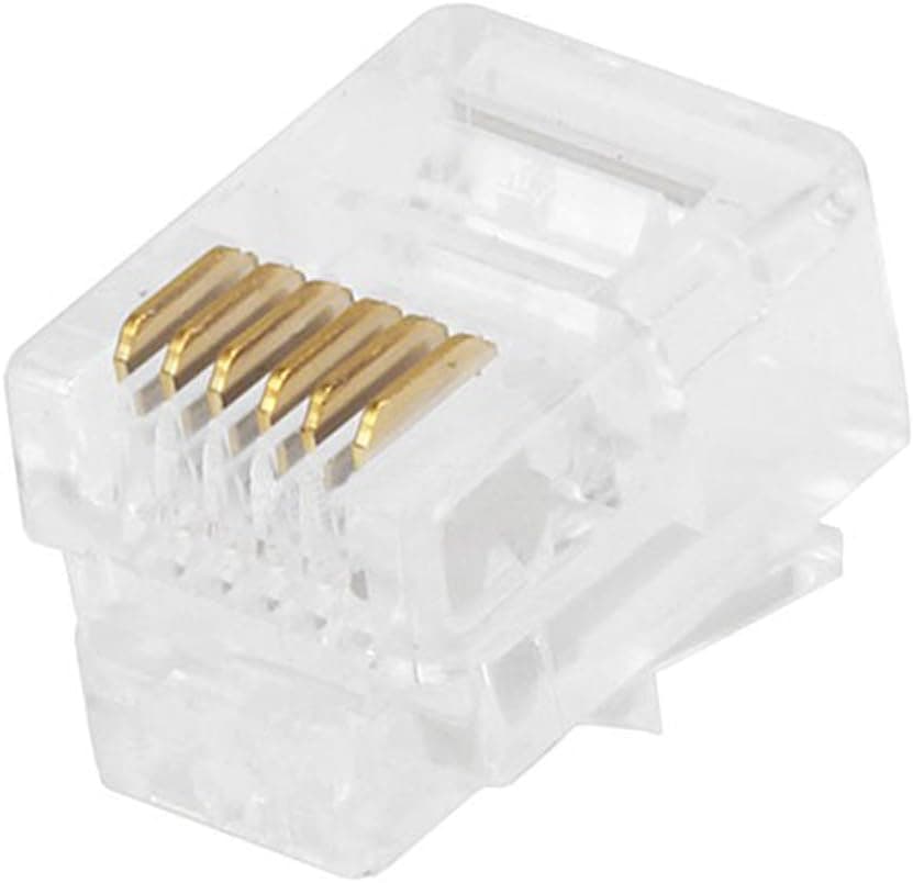 Monoprice RJ12 6P6C Plug Round Stranded, 50-Piece/Bag (107272), Single PCS, White