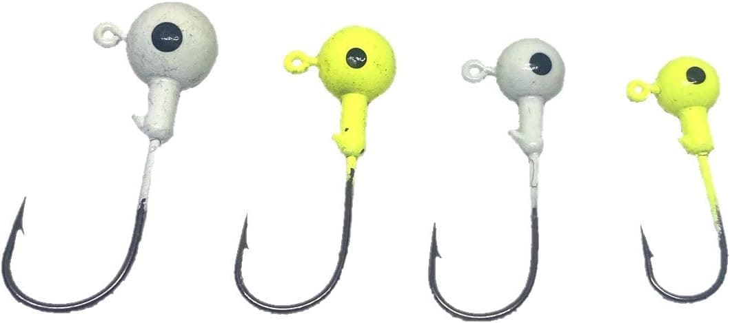 Jig Heads (Minnow-Round) 4 Sizes (20ct) (Glow in The Dark & Chartreuse) Crappie/Bass/Trout