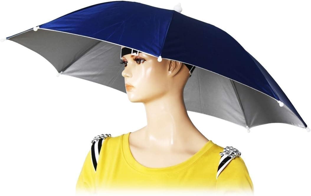 LifeDawn 22" Diameter Elastic Headband Fishing Umbrella Hat Sun Rain Hat
