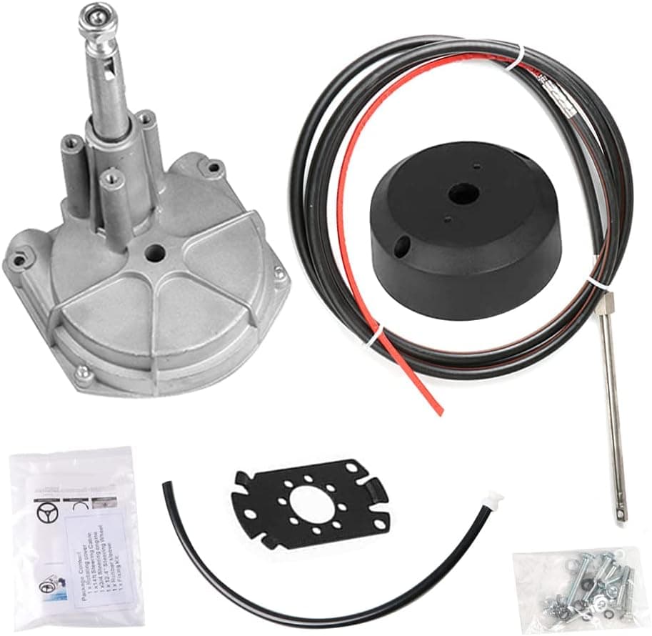 Togarhow 14' Boat Steering Cables, 14 Feet Outboard Durable Marine System Complete Accessory Kit Quick Connect Rotary Steering System Flat Interface (14 Feet)