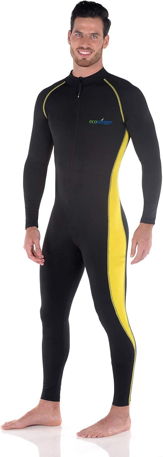 EcoStinger® Men Full Body Swimsuit Sun Guard Stinger Suit Dive Skin UPF50+ Black Yellow