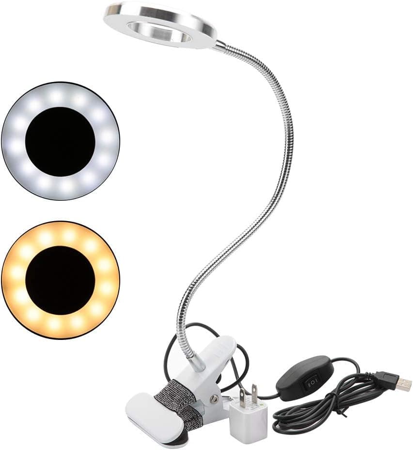 Desk Lamp, USB Tattoo Beauty Lamp with Cold Warm Light and Clip of Eyebrow Tattoo Manicure Eyelash Extension and Reading