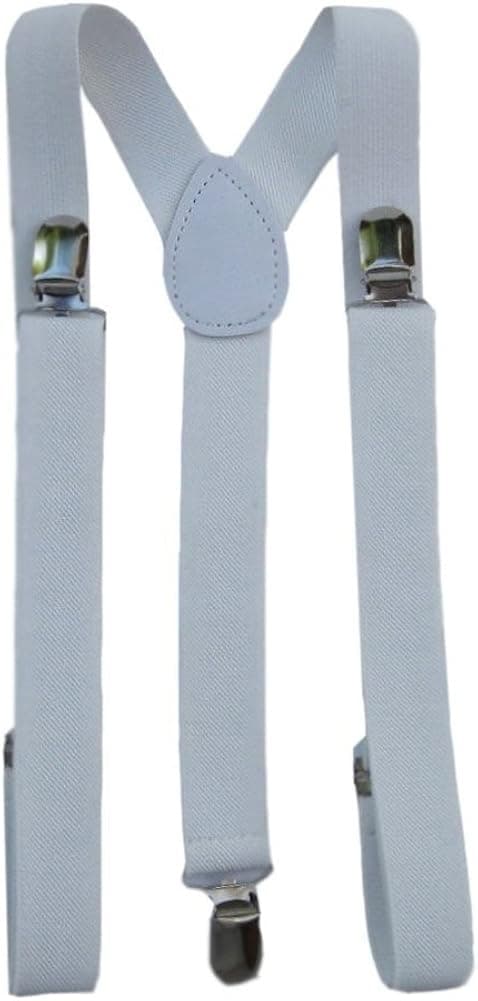 Luxury Divas White Adjustable Thin 1" Wide Stretch Braces Suspenders