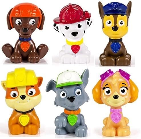 Kids Paw Patrol Mini Figures Set of 6 - Rocky, Zuma, Skye, Rubble, Marshall & Chase