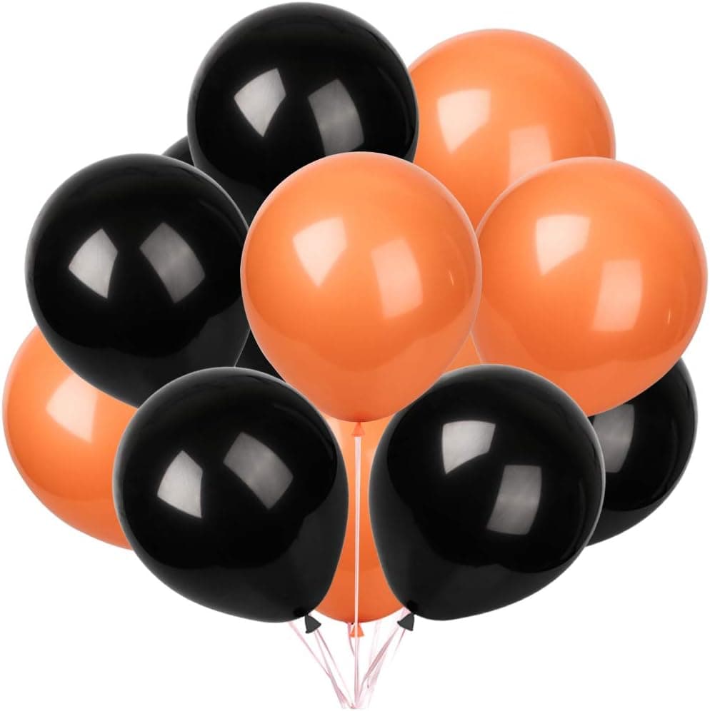 Latex Balloons:12 inches orange and black Latex Balloons Birthday Party Decoration and Events