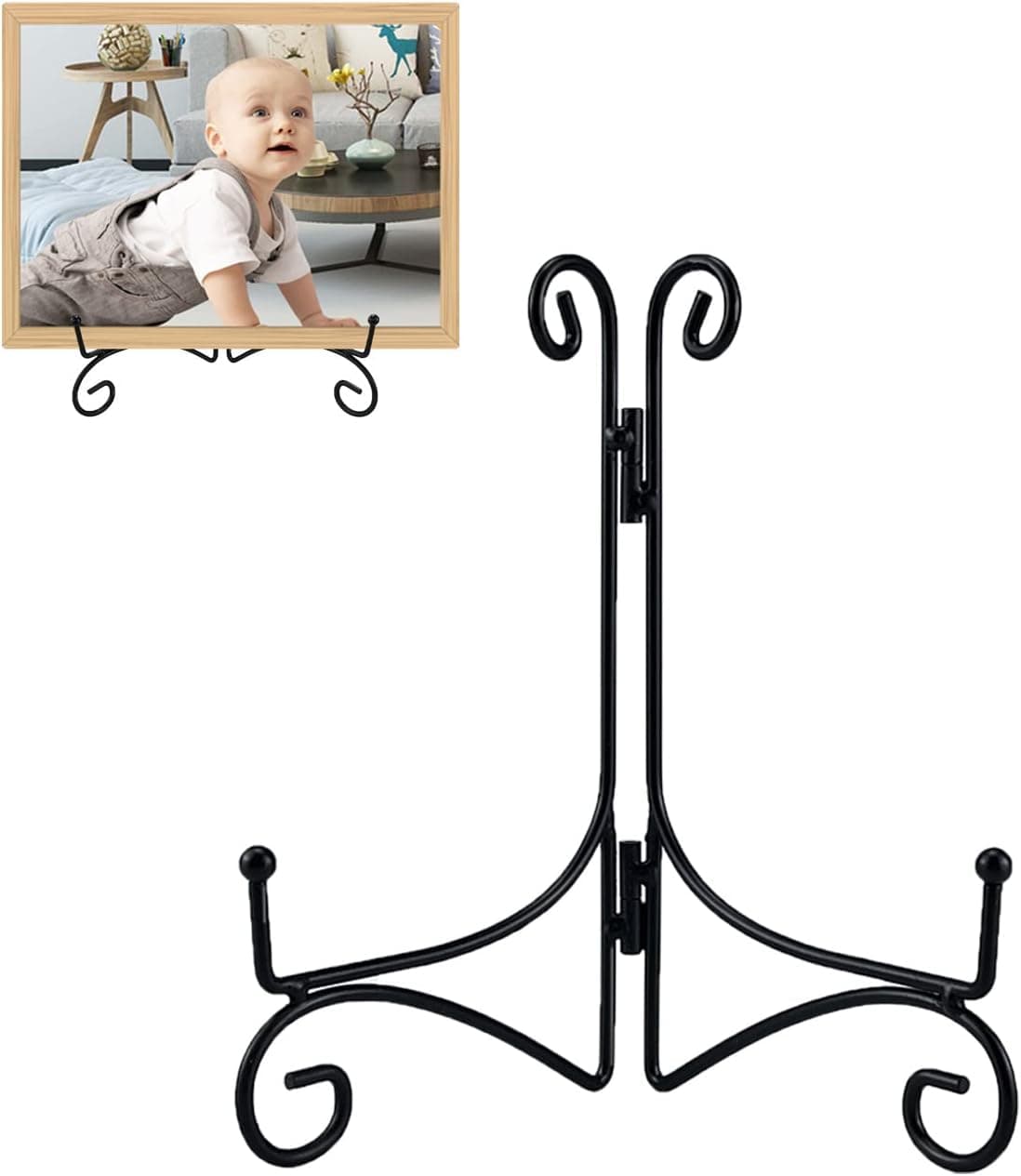 SVENJBB Black Iron Plate Stand, 10 Inch Plate Holder for Display, Small Metal Plate Display Stands for Cookbook, Picture Frame, Photo, Decorative Plates (10 Inch, 2 Pack)