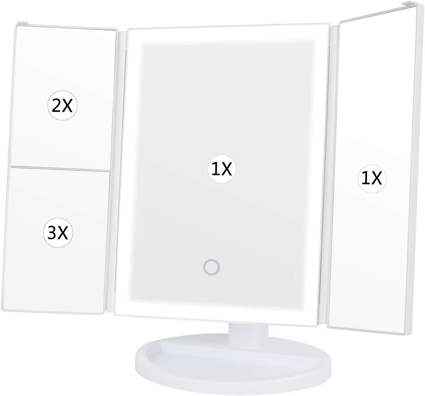 LED Makeup Vanity Mirror With 38 Lights-TOP4EVER Lighted Touch Screen Mirror, 2X/3X Magnification, Dual Power Supply with 180° Adjustable Rotation