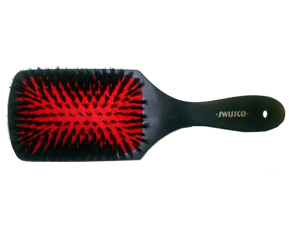 Classic Large Paddle Hair Brush Mixed Boar and Nylon Bristle, Pink Cushion