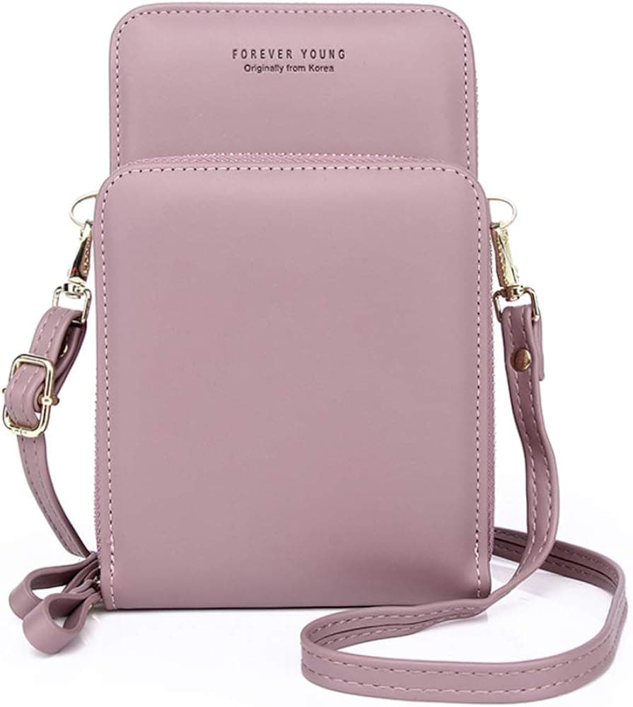 Womens Small Leather Crossbody Phone Purse Shoulder Bag Travel Messenger Handbag Pouch Cellphone Holster Cover Wallet Case Card Holder for iPhone 8 Plus Xs Max X Xr 7/6 Plus Samsung S10+ (Y-Purple)