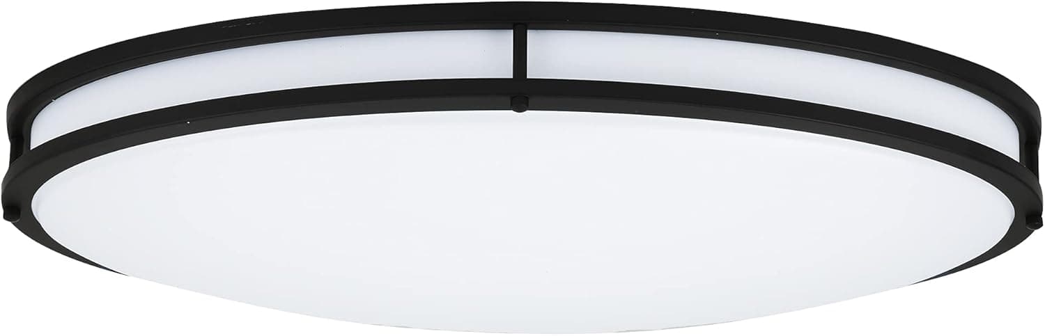 24 inch Matte Black Oval 40 Watt 2800 Lumens Dimmable DC LED Flush Mount Ceiling Light Fixture Soft White Bright White Daylight 3000K/4000K/5000K for Hallway Bathroom Kitchen or Stairwell EV1424C3C-43