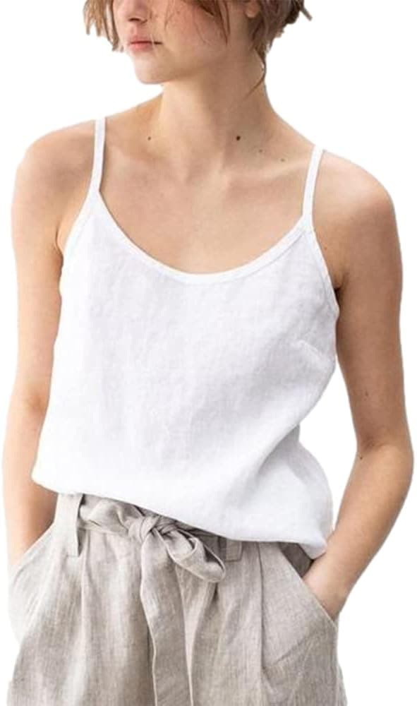 BZB Womens Sleeveless Solid Casual Loose Fit Basic Cami Tank Top