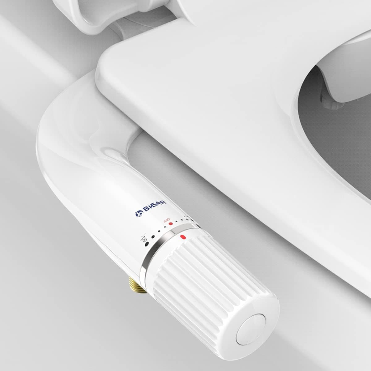 Bidet Attachment, BIEAR Ultra-Slim Bidet Toilet Seat Attachment with Nozzles Feminine and Posterior Wash Fresh Cold Water Non-Electric Cleaning Bidet for Toilet with Adjustable Water Pressure, White