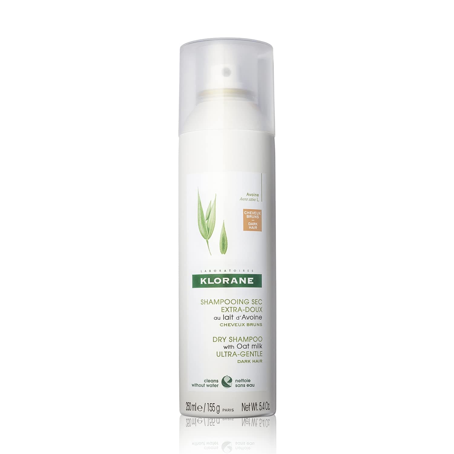 Klorane Dry Shampoo with Oat Milk, For Dark Hair, Natural Tint, All Hair Types, Paraben & Sulfate-Free