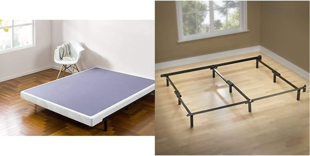 Zinus Walter Standard Profile Metal Smart Box Spring/Mattress Foundation/Wood Slat Support/Easy Assembly & Michelle Compack 9-Leg Support Bed Frame, for Box Spring and Mattress Set, Queen