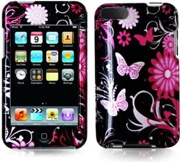 SODIAL(TM) Pink Butterfly Flowers 2D Design Crystal Hard Skin Case Cover for Ipod Touch 2nd and 3rd Generation 2g 3g 2 3 8gb 16gb 32gb 64gb