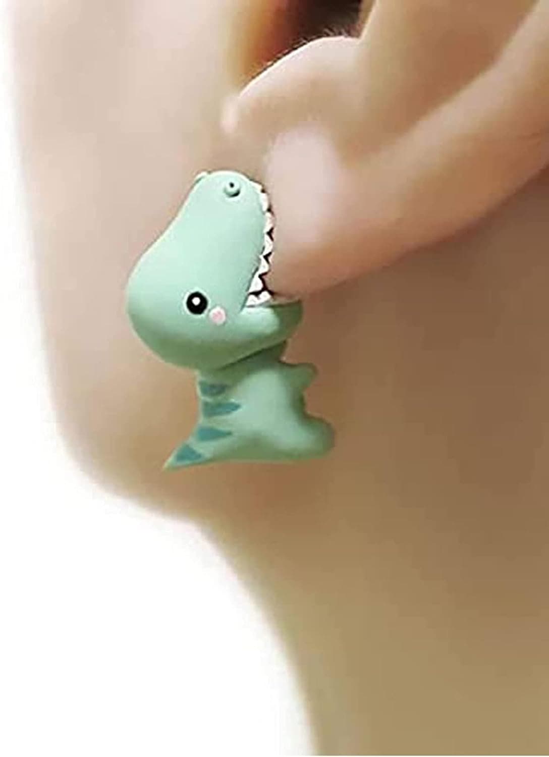 Balakie 3D Animal Cartoon Biting Ears Stud Earrings,Lovely Dinosaur Shark Bite Ear Studs Piercing Earrings, Handmade Polymer Clay Cute Stud Earrings for Women Girls
