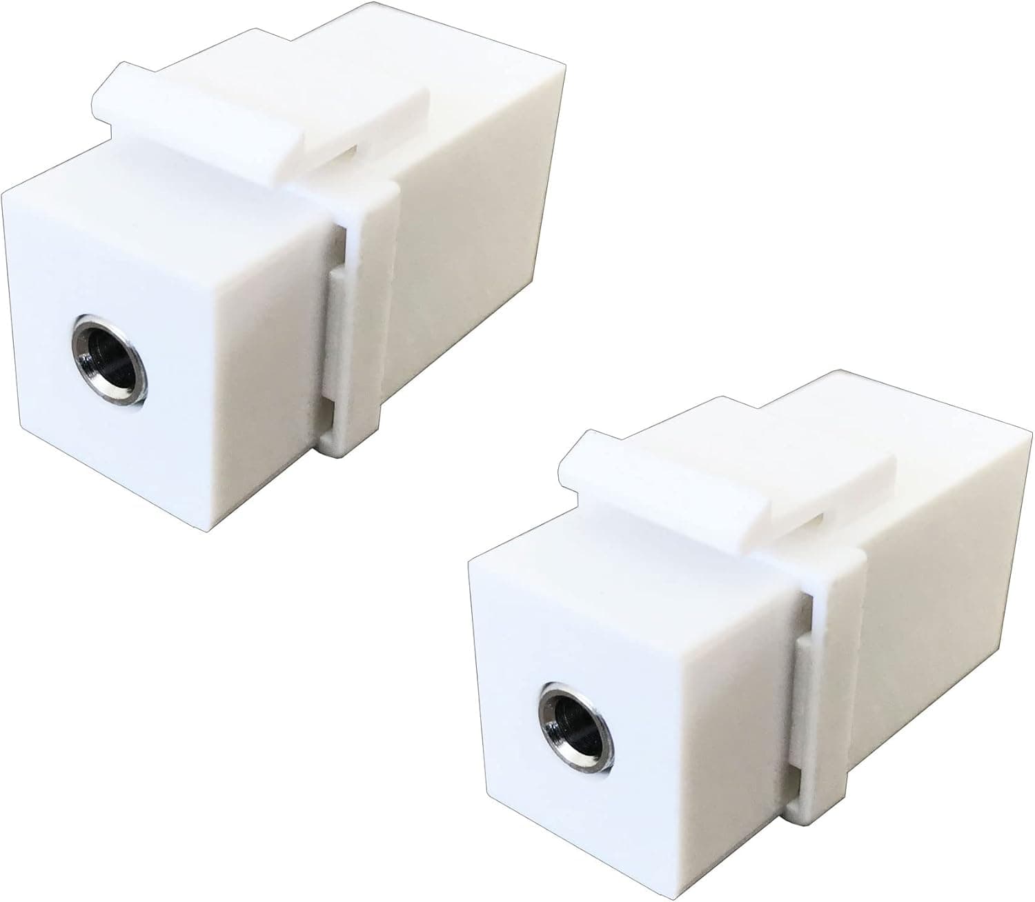 diyTech 3.5mm Keystone Jack, Female to Female Headphone Speaker Jack Keystone, Stereo Wall Jacks in-line Modular, for Audio Jack Wall Plates, Aux Wall Plate (2-Pack)