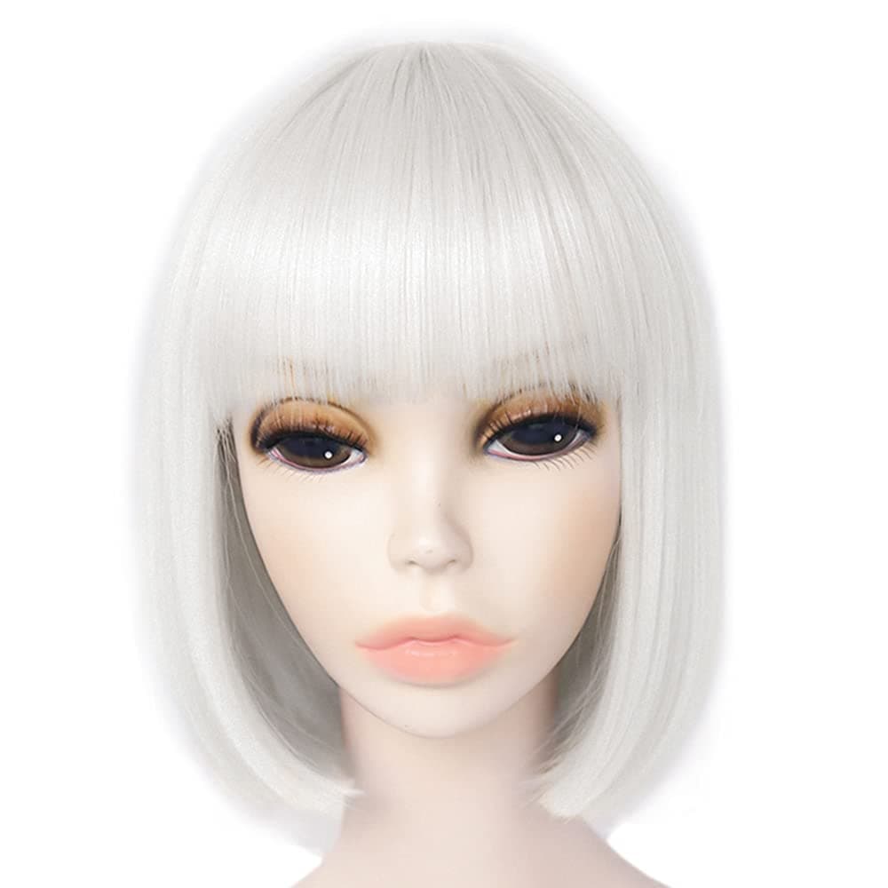 BRIGHT LELE Short Bob Wigs With Bangs for Woman Natural Full Synthetic Hair Colorful Wig for Costume Party Cosplay Wig KZ114C-01