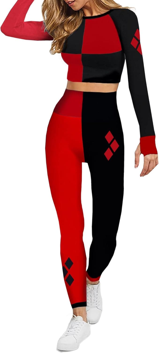 DC Comics Women's Cosplay Active Workout Outfits - Wonder Woman, Batgirl, Harley Quinn, Supergirl - 2 Piece Legging Sets