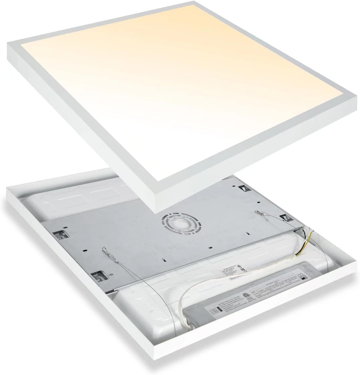 Mcacggo 2x2 FT Surface Mount LED Panel Light Dimmable & 3 Color Selectable 3000K/4000K/5000K - 40W 24x24 Inch LED Flush Mount Ceiling Light Low Profile, 120V, Bright 4400LM, ETL Listed, 2 Pack