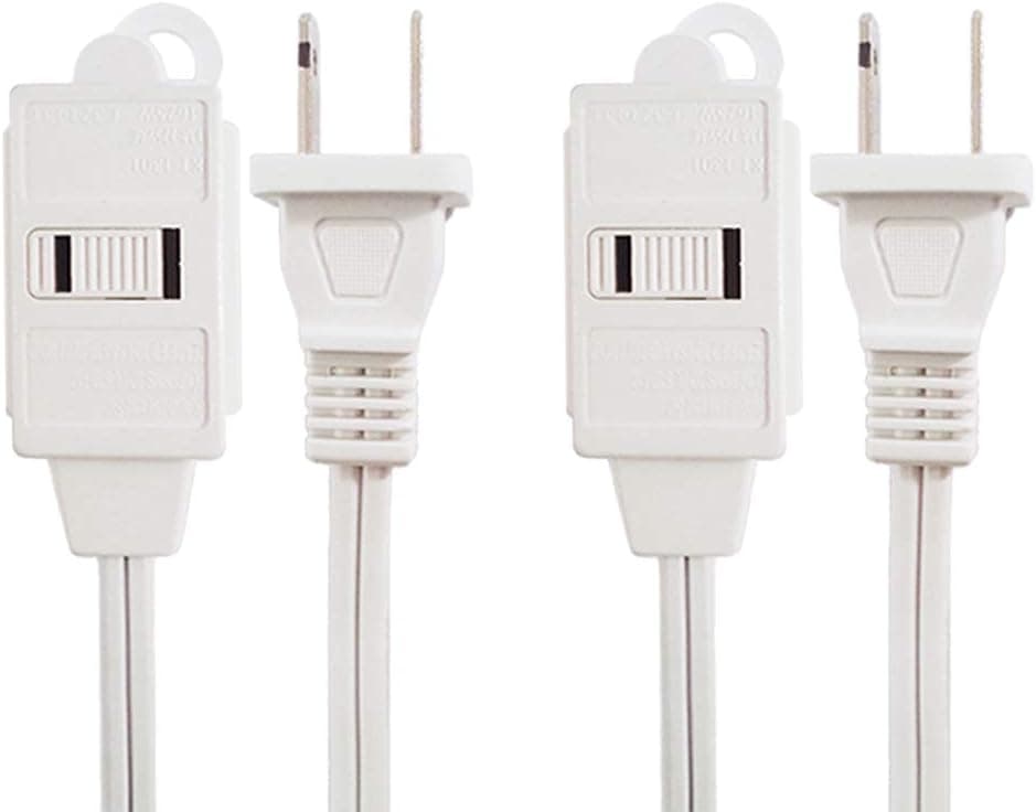 Uninex AC06WHTNV Household Extension Cord with Sliding Safety Covers, White, 6-Foot, 2-Pack