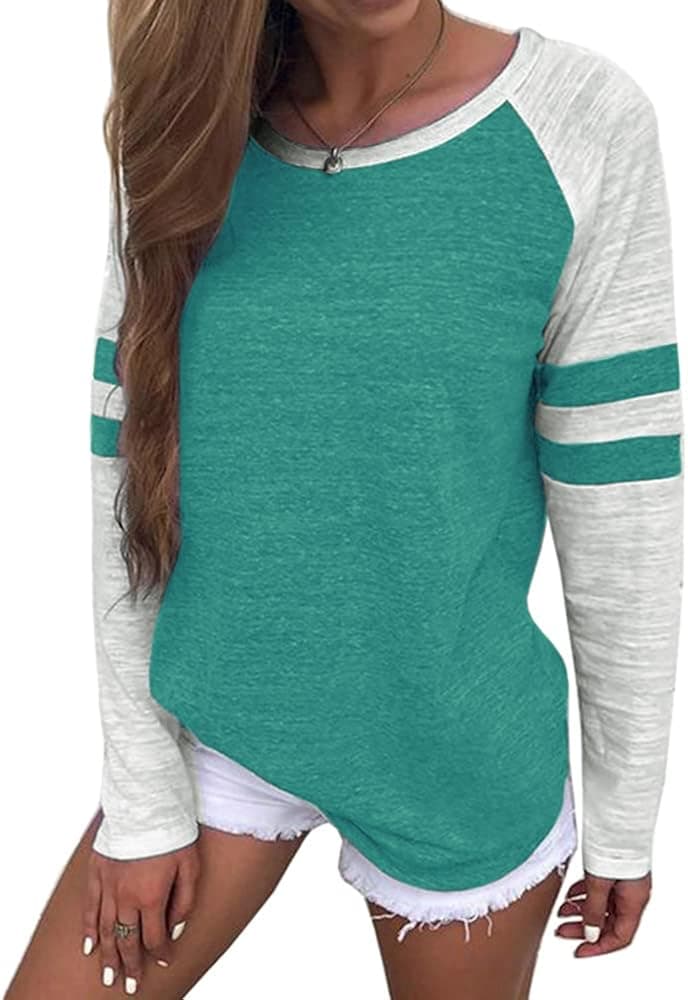 NIUBIA Women's Color Block Tunic Tops Cute Long Sleeve Shirt Casual Loose Fit Blouse Shirt