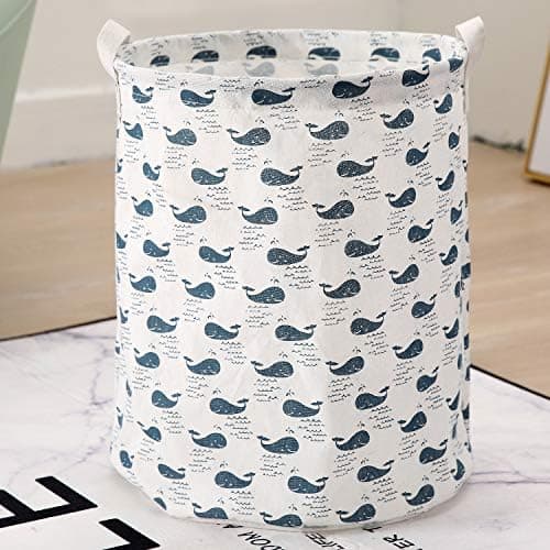 Vanbatey Large Sized Waterproof Foldable Laundry Hamper Bucket,Dirty Clothes Laundry Basket, Bin Storage Organizer for Toy Collection,Canvas Storage Basket (blue whale)