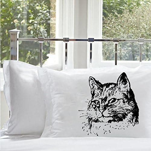 Black Retro Cat Cotton Pillowcase (1 Case)