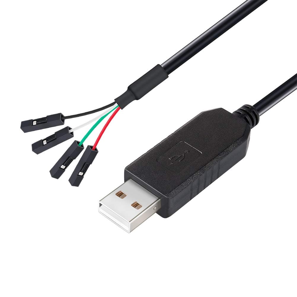 DTech FTDI USB to TTL Serial 3.3V Adapter Cable FT232RL Chip TX RX Signal 4 Pin 0.1 inch Pitch Female Socket Windows 11 10 8 7 XP Vista (6ft, Black)