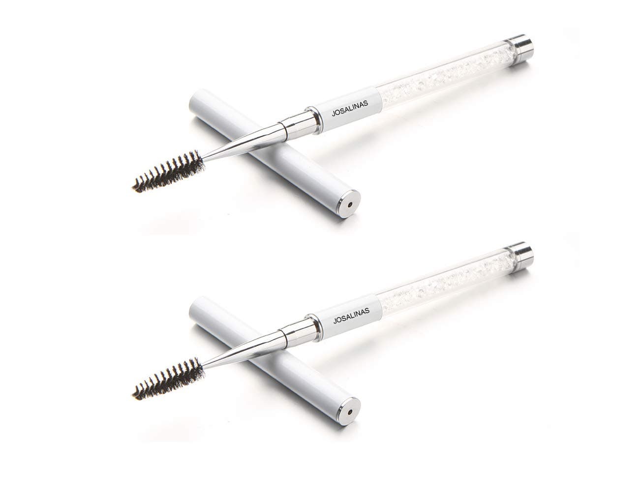 JOSALINAS 2PCS Mascara Brushes Eyebrow Eyelash Brushes Mascara Wands Applicators Eye Brushes Portable Cosmetic Brushes with Cap for Travel, White