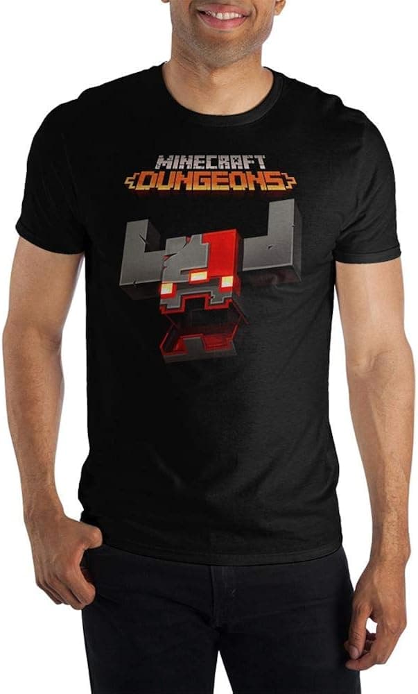 Minecraft Dungeons Video Game Mens Black Short Sleeve Shirt