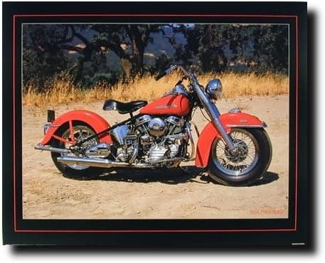 Harley Davidson Motorcycle Wall Decor Picture 1954 Red Panhead Vintage Bike Art Print Poster (16x20)