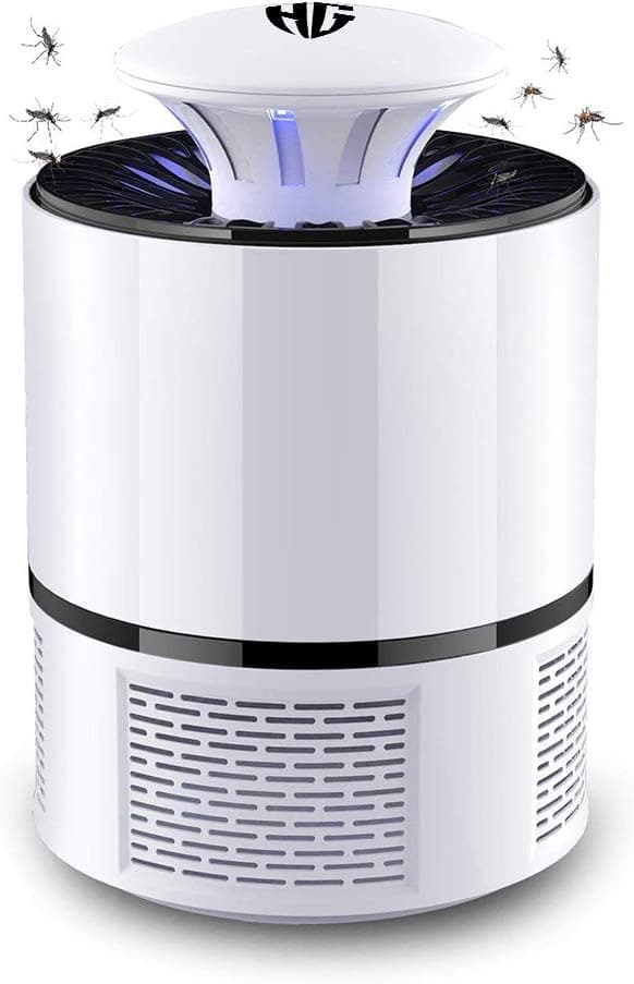 HUNTINGOOD Electric Mosquito Insect Killer/Bug Zapper with 360 Degrees LED Trap Lamp,Strong Built in Suction Fan,USB Power Supply,for Indoor (White)