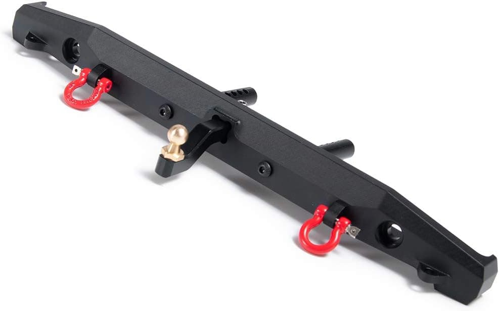 RCLions Metal Rear Bumper with Lights/Shackles/Trailer Hitch for TRX4,SCX10-ii 90046 1/10 RC Crawler Car