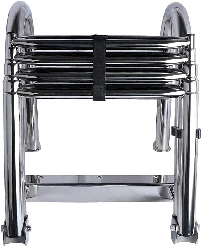 4 Step Pontoon Boat Ladder, 316 Stainless Steel Telescopic Ladder Rear Entry Inboard Folding Dock Ladder
