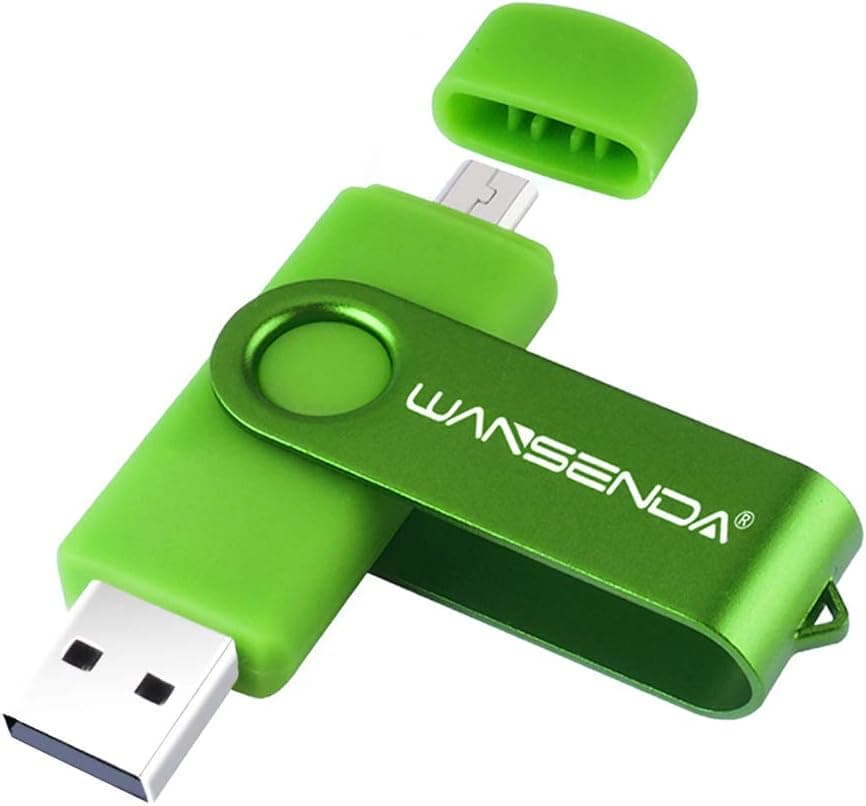 WANSENDA OTG USB Flash Drive Micro USB Memory Stick 16GB 32GB 64GB 128GB 256GB for Android Devices/PC/Tablet/Mac (64GB, Green)