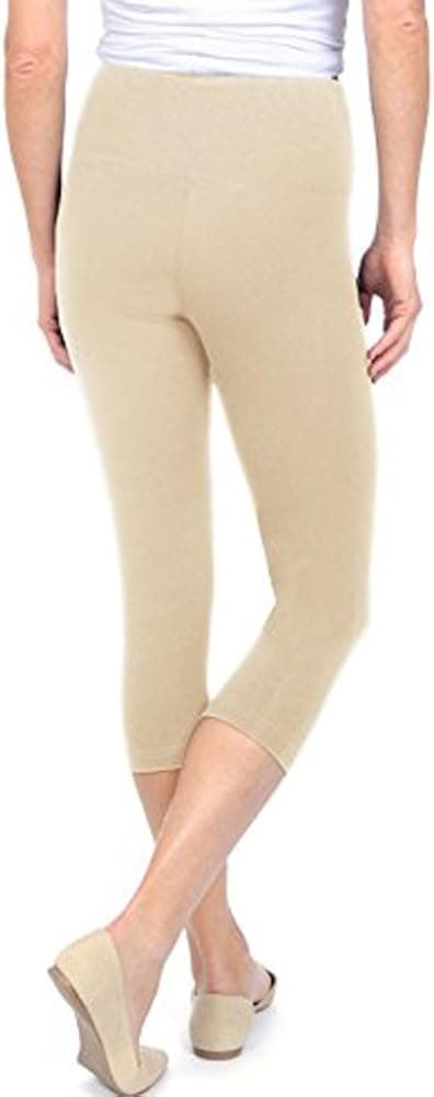 Lysse Leggings for Women-Basic Cotton Capri Legging (Style#1215), L Khaki