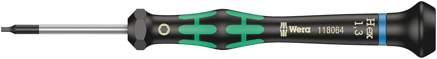 Wera - WER118064 05118064001 Kraftform Micro 2054 Hexagon Electronics Precision Screwdriver, 1.3mm Head, 40mm Blade Length