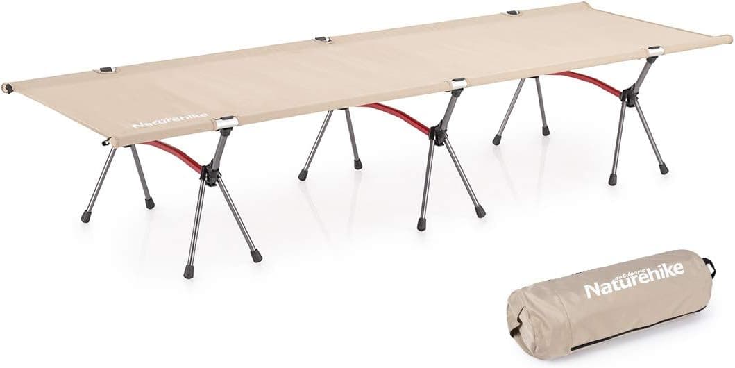 Naturehike Folding Camping Cot – Deluxe Collapsible Single Person Bed for Indoor & Outdoor Use – Ultra Lightweight, Comfortable, Heavy Duty Design Holds Adults & Kids Up to 330 Lbs (Khaki)