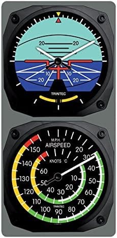 Trintec Classic Aircraft Horizon Wall Clock/Airspeed Thermometer (°F) Combo