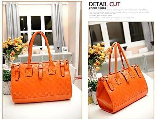 JOVANAS FASHION Elegant Plaid Pattern PU Leather Luxury Women Lady girl message Tote bag purse satchel Handbag W/Shoulder Strap