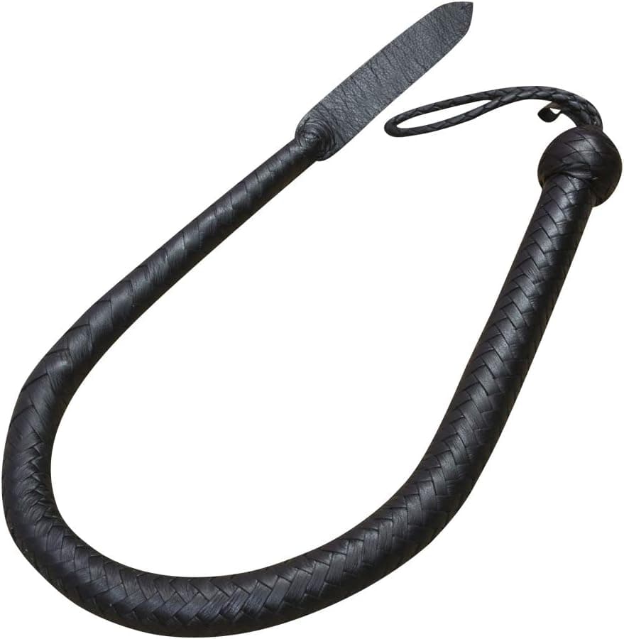 Ardour Crafts 3 Feet Long 16 Plait Genuine Leather Bull Whip Heavy Duty Bullwhip Black
