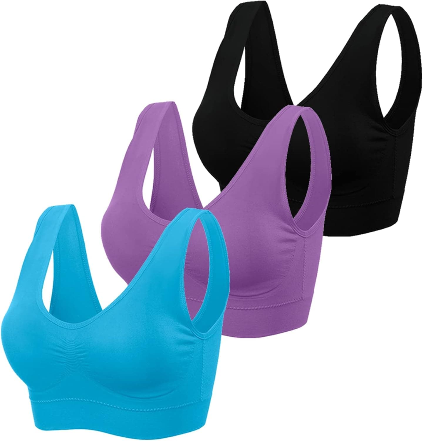 TOBWIZU Sports Bras for Women, Medium Support Yoga Gym Activewear Bras with Pocket
