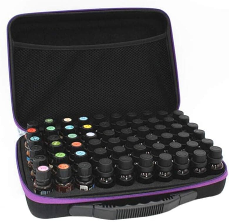 Essential Oil Case 60 Bottles 10/15ML Perfume Essential Oil Storage Box Nail Polish Storage Bag EVA Storage Container Show Trays Essential Oil Bottle Display Box Travel Carrying Case w/Zipper