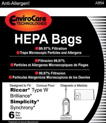 Riccar Paper Bag, Brilliance Synchrony Type W HEPA 6PK