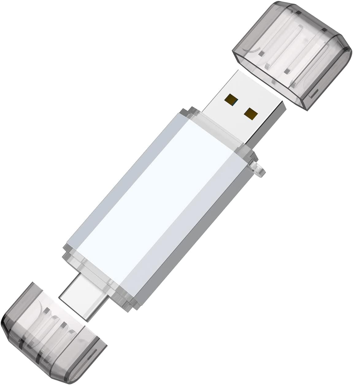 RAOYI 32GB USB C Flash Drive, 2 in 1 USB 3.0 Type C Dual OTG Metal Thumb Drive Jump Drive Memory Stick with Keychain Suitable for USB-C Smartphones, MacBook, Computers and Tablets (Silver)