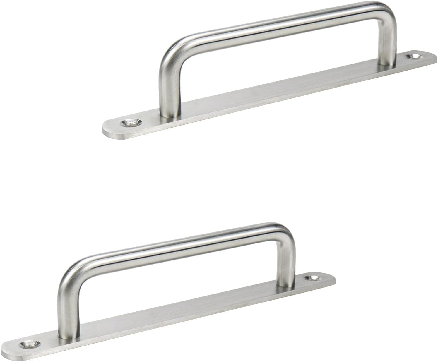 Curqia 2 Pack 304 Stainless Steel Closet Door Pulls Handles with Plate Sliding Barn Door Pulls for Sliding Barn Door Gate Kitchen Cabinet Shed(Hole Center 6.5") - Silver